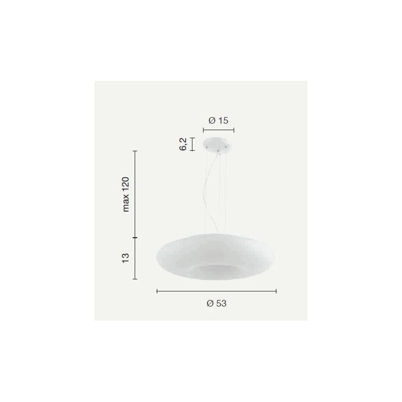 DODI LAMPADARIO A SOSPENSIONE IN VETRO SOFFIATO BIANCO FORMA CIRCOLARE DIAMETRO CM.53 DESIGN MODERNO ONDALUCE CICIRIELLO - Crist