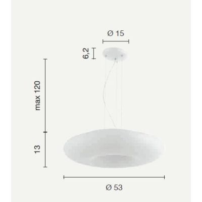 DODI LAMPADARIO A SOSPENSIONE IN VETRO SOFFIATO BIANCO FORMA CIRCOLARE DIAMETRO CM.53 DESIGN MODERNO ONDALUCE CICIRIELLO - Crist