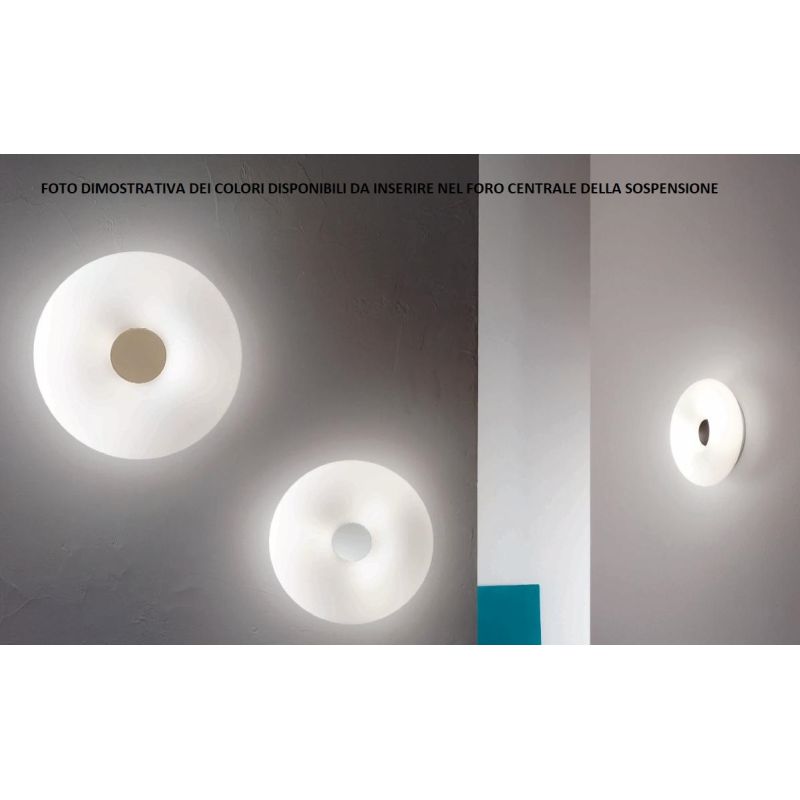 DODI LAMPADARIO A SOSPENSIONE IN VETRO SOFFIATO BIANCO FORMA CIRCOLARE DIAMETRO CM.53 DESIGN MODERNO ONDALUCE CICIRIELLO - Crist