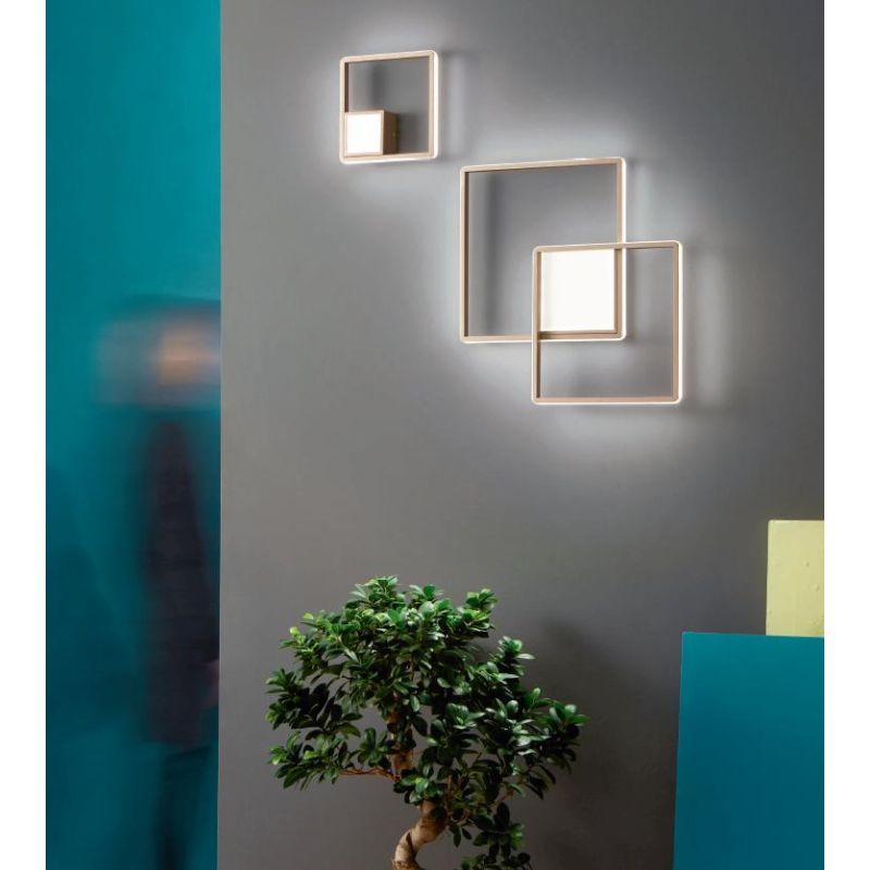 DOWEL APPLIQUE LED 22W LUCE 3000K MONTATURA ORO OPACO O SILVER DI ONDALUCE ONDALUCE CICIRIELLO - Cristalensi Shop Online
