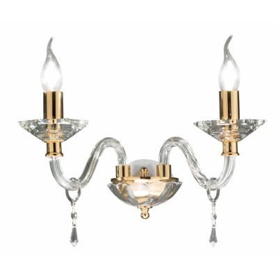 FIAMMA APPLIQUE A 2 LUCI STILE CLASSICO IN VETRO E CRISTALLO CON FINITURA ORO DI ONDALUCE ONDALUCE CICIRIELLO - Cristalensi Shop