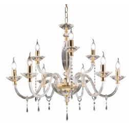 FIAMMA LAMPADARIO A SOSPENSIONE CLASSICO 9 LUCI IN VETRO E CRISTALLO FINITURA ORO DI ONDALUCE ONDALUCE CICIRIELLO - Cristalensi 2