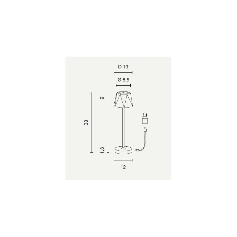 FIJI LAMPADA DA TAVOLO IP54 CON BATTERIA RICARICABILE TOUCH LED 3W LUCE 3000K DIMMERABILE ONDALUCE CICIRIELLO - Cristalensi Shop