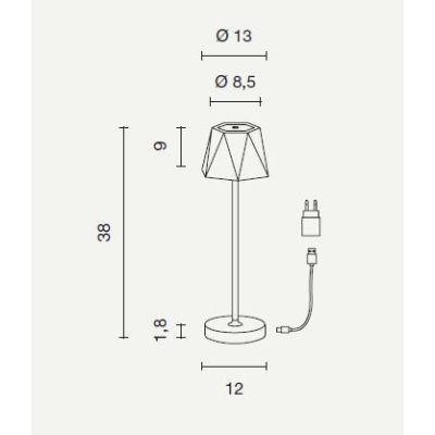 FIJI LAMPADA DA TAVOLO IP54 CON BATTERIA RICARICABILE TOUCH LED 3W LUCE 3000K DIMMERABILE ONDALUCE CICIRIELLO - Cristalensi Shop