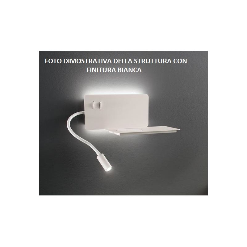 FLAT APPLIQUE LATO DESTRO PORTA USB, CARICATORE WIRELESS,SPOT ORIENTABILE PER CAMERA DA LETTO ONDALUCE CICIRIELLO - Cristalensi