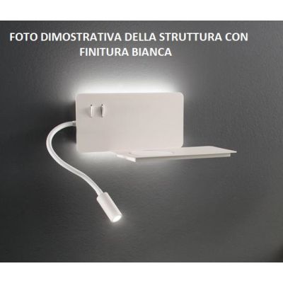 FLAT APPLIQUE LATO DESTRO PORTA USB, CARICATORE WIRELESS,SPOT ORIENTABILE PER CAMERA DA LETTO ONDALUCE CICIRIELLO - Cristalensi