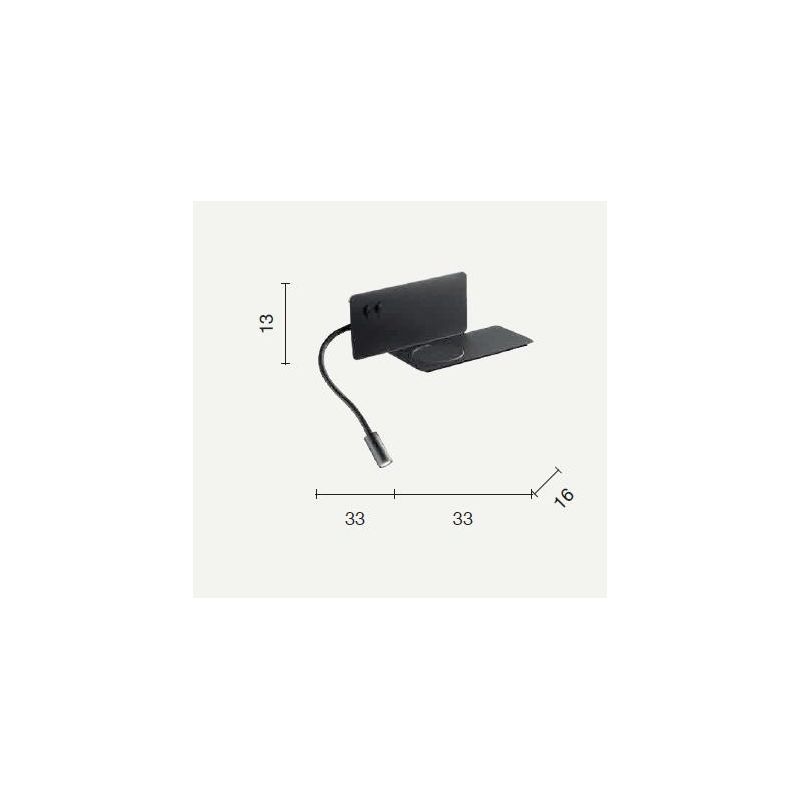 FLAT APPLIQUE LATO DESTRO PORTA USB, CARICATORE WIRELESS,SPOT ORIENTABILE PER CAMERA DA LETTO ONDALUCE CICIRIELLO - Cristalensi
