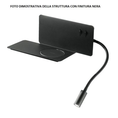 FLAT APPLIQUE LATO SINISTRO PORTA USB, CARICATORE WIRELESS,SPOT ORIENTABILE PER CAMERA DA LETTO ONDALUCE CICIRIELLO - Cristalens