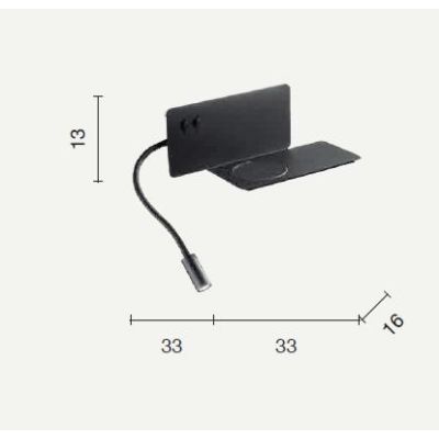 FLAT APPLIQUE LATO SINISTRO PORTA USB, CARICATORE WIRELESS,SPOT ORIENTABILE PER CAMERA DA LETTO ONDALUCE CICIRIELLO - Cristalens