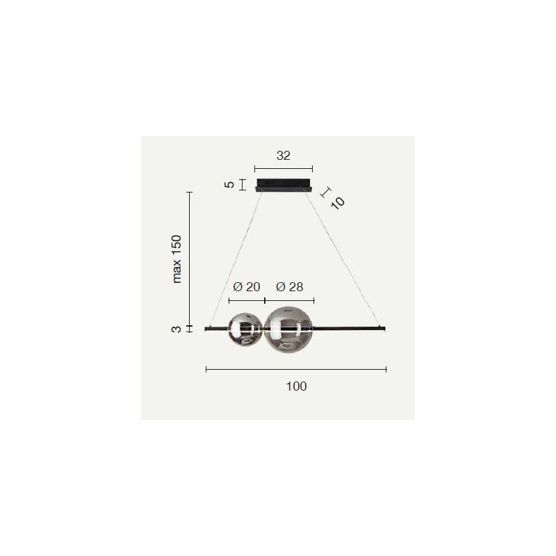 FUFI NERO SOSPENSIONE LAMPADARIO LED 45W 4500LM DIMMERABILE DI ONDALUCE MODERNA ONDALUCE CICIRIELLO - Cristalensi Shop Online
