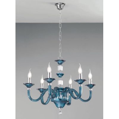 GALA 6 LUCI LAMPADARIO CLASSICO ED ELEGANTE IN CRISTALLO E VETRO IN 6 FINITURE COLORE ONDALUCE CICIRIELLO - Cristalensi Shop Onl