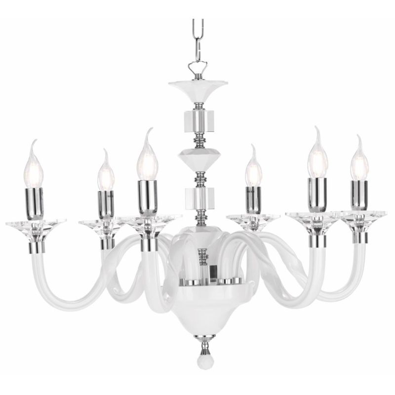 GALA 6 LUCI LAMPADARIO CLASSICO ED ELEGANTE IN CRISTALLO E VETRO IN 6 FINITURE COLORE ONDALUCE CICIRIELLO - Cristalensi Shop Onl