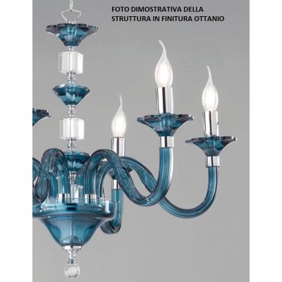 GALA LAMPADARIO IN VETRO IN 6 FINITURE COLORE CON PARTICOLARI IN CRISTALLO CLASSICO ONDALUCE CICIRIELLO - Cristalensi Shop Onlin