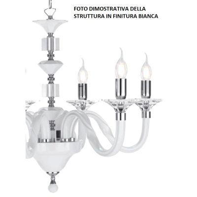 GALA LAMPADARIO IN VETRO IN 6 FINITURE COLORE CON PARTICOLARI IN CRISTALLO CLASSICO ONDALUCE CICIRIELLO - Cristalensi Shop Onlin