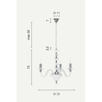 GALA 3 LUCI LAMPADARIO CLASSICO ED ELEGANTE IN CRISTALLO E VETRO 6 COLORI DI ONDALUCE ONDALUCE CICIRIELLO - Cristalensi Shop Onl