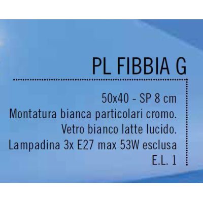 FIBBIA PLAFONIERA GRANDE CORNICE CROMO VETRO BIANCO MODERNA ECONOMICA DI ILLUMINANDO Illuminando - Cristalensi Shop Online