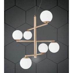 GIZAH LAMPADARIO 6 LUCI BIANCO, ORO O NERO DIAMETRO 80 CM LAMPADINE LED SOSTITUIBILI ONDALUCE CICIRIELLO - Cristalensi Shop Onli 2