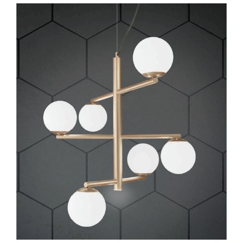 GIZAH LAMPADARIO 6 LUCI BIANCO, ORO O NERO DIAMETRO 80 CM LAMPADINE LED SOSTITUIBILI ONDALUCE CICIRIELLO - Cristalensi Shop Onli