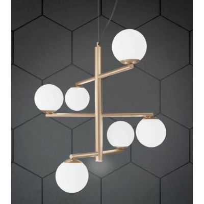 GIZAH LAMPADARIO 6 LUCI BIANCO, ORO O NERO DIAMETRO 80 CM LAMPADINE LED SOSTITUIBILI ONDALUCE CICIRIELLO - Cristalensi Shop Onli