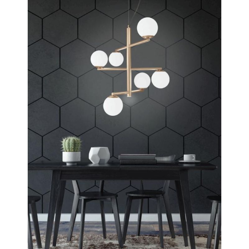 GIZAH LAMPADARIO 6 LUCI BIANCO, ORO O NERO DIAMETRO 80 CM LAMPADINE LED SOSTITUIBILI ONDALUCE CICIRIELLO - Cristalensi Shop Onli