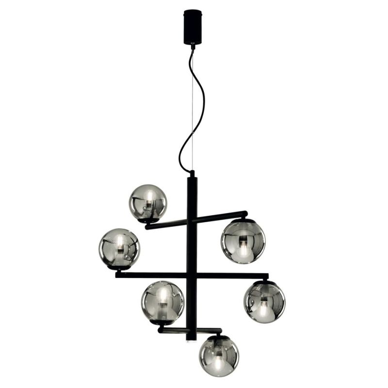 GIZAH LAMPADARIO 6 LUCI BIANCO, ORO O NERO DIAMETRO 80 CM LAMPADINE LED SOSTITUIBILI ONDALUCE CICIRIELLO - Cristalensi Shop Onli