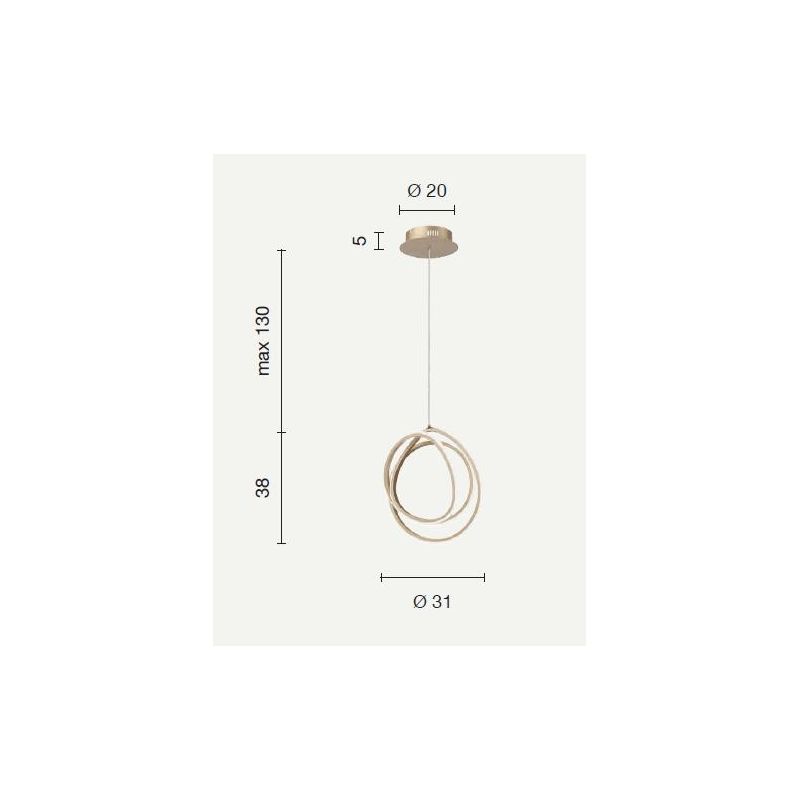 GOLDEN 35 SOSPENSIONE A LAMPADARIO IN ORO OPACO DA 28W LED DI ONDALUCE ONDALUCE CICIRIELLO - Cristalensi Shop Online