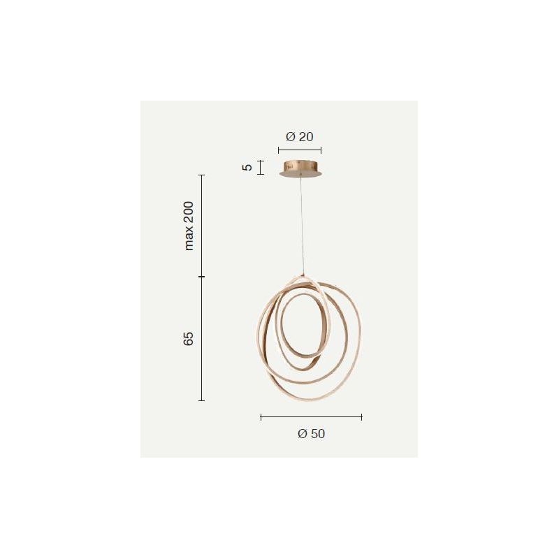 GOLDEN 50 LAMPADARIO A SOSPENSIONE ORO OPACO LED INTEGRATO 50W LUCE CALDA ONDALUCE CICIRIELLO - Cristalensi Shop Online