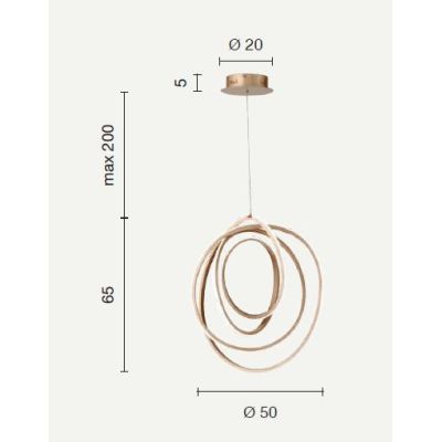 GOLDEN 50 LAMPADARIO A SOSPENSIONE ORO OPACO LED INTEGRATO 50W LUCE CALDA ONDALUCE CICIRIELLO - Cristalensi Shop Online