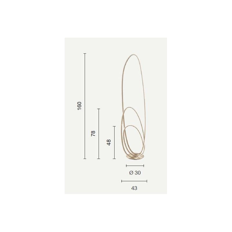 GOLDEN PIANTANA LAMPADA DA TERRA ORO OPACO LED 45W DIMMERABILE MODERNA ONDALUCE CICIRIELLO - Cristalensi Shop Online