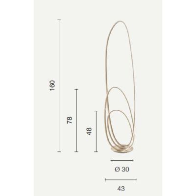 GOLDEN PIANTANA LAMPADA DA TERRA ORO OPACO LED 45W DIMMERABILE MODERNA ONDALUCE CICIRIELLO - Cristalensi Shop Online