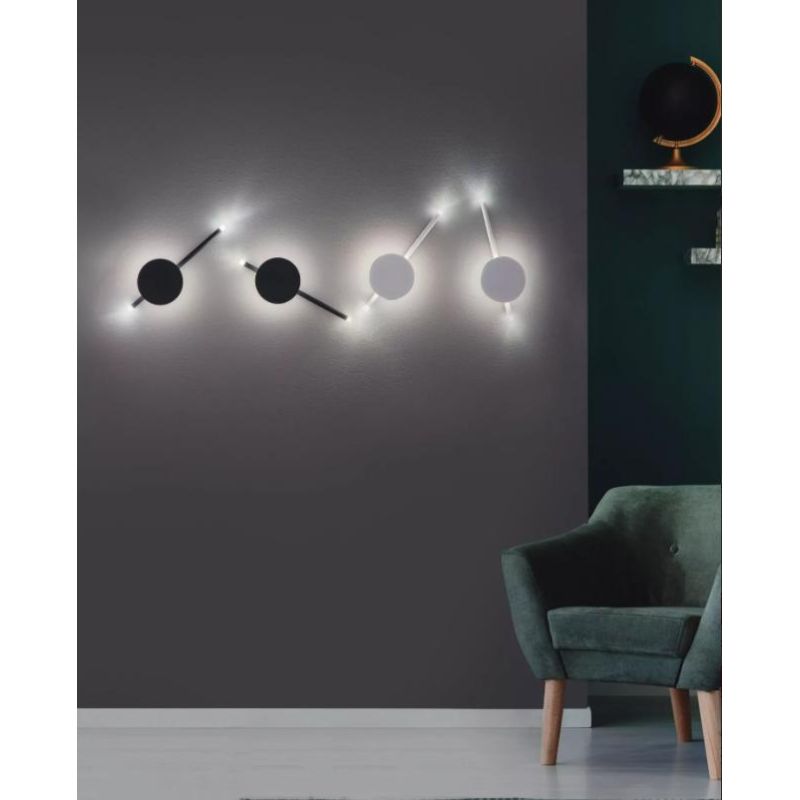 JAMES APPLIQUE MODERNA IN METALLO BIANCO,NERO O ORO LED 16W LUCE 3000K H40 CM ONDALUCE CICIRIELLO - Cristalensi Shop Online