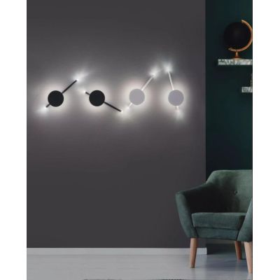 JAMES APPLIQUE MODERNA IN METALLO BIANCO,NERO O ORO LED 16W LUCE 3000K H40 CM ONDALUCE CICIRIELLO - Cristalensi Shop Online
