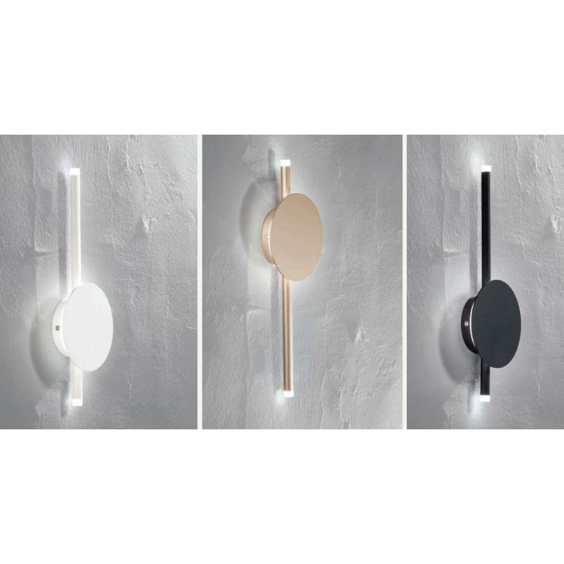 JAMES APPLIQUE MODERNA IN METALLO BIANCO,NERO O ORO LED 16W LUCE 3000K H40 CM ONDALUCE CICIRIELLO - Cristalensi Shop Online