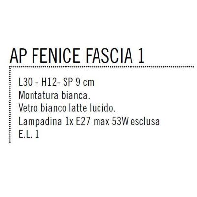 FENICE FASCIA PICCOLO 30 CM UN PORTALAMPADE E27 VETRO SOPRA E SOTTO ECONOMICO DI ILLUMINANDO Illuminando - Cristalensi Shop Onli