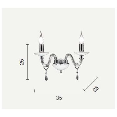 LIVIA APPLIQUE CLASSICA CON 2 LUCI IN VETRO E CRISTALLO BIANCA,FUME,OTTANIO O TORTORA DI CICIRIELLO ONDALUCE CICIRIELLO - Crista