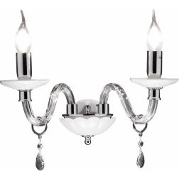 LIVIA APPLIQUE CLASSICA CON 2 LUCI IN VETRO E CRISTALLO BIANCA,FUME,OTTANIO O TORTORA DI CICIRIELLO ONDALUCE CICIRIELLO - Crista 2