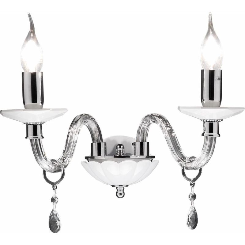 LIVIA APPLIQUE CLASSICA CON 2 LUCI IN VETRO E CRISTALLO BIANCA,FUME,OTTANIO O TORTORA DI CICIRIELLO ONDALUCE CICIRIELLO - Crista