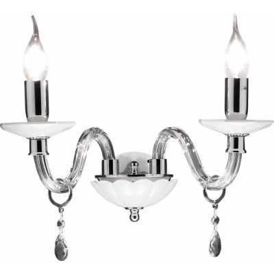 LIVIA APPLIQUE CLASSICA CON 2 LUCI IN VETRO E CRISTALLO BIANCA,FUME,OTTANIO O TORTORA DI CICIRIELLO ONDALUCE CICIRIELLO - Crista