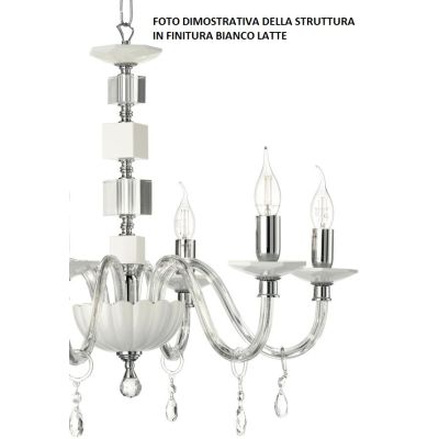 LIVIA LAMPADARIO A SOSPENSIONE CLASSICO IN VETRO E CRISTALLO 12 LUCI BIANCO,FUME,OTTANIO O TORTORA ONDALUCE CICIRIELLO - Cristal