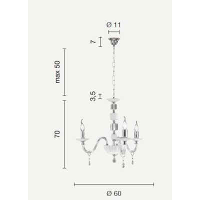 LIVIA LAMPADARIO A SOSPENSIONE CLASSICO IN VETRO E CRISTALLO 3 LUCI BIANCO,FUME,OTTANIO O TORTORA ONDALUCE CICIRIELLO - Cristale