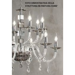 LIVIA LAMPADARIO A SOSPENSIONE CLASSICO IN VETRO E CRISTALLO 3 LUCI BIANCO,FUME,OTTANIO O TORTORA ONDALUCE CICIRIELLO - Cristale 2