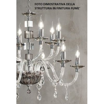 LIVIA LAMPADA DA TERRA H175 IN METALLO CROMATO E CRISTALLO CLASSICA BIANCA,FUME,OTTANIO O TORTORA ONDALUCE CICIRIELLO - Cristale