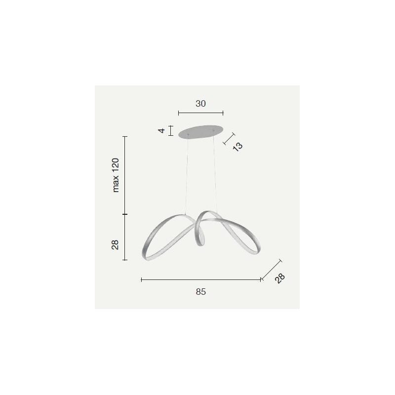LUMEN SO 85 SOSPENSIONE GRIGIO SILVER LED 54W MODERNA DI ONDALUCE ONDALUCE CICIRIELLO - Cristalensi Shop Online