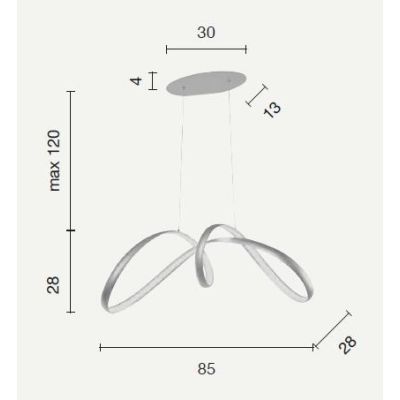 LUMEN SO 85 SOSPENSIONE GRIGIO SILVER LED 54W MODERNA DI ONDALUCE ONDALUCE CICIRIELLO - Cristalensi Shop Online