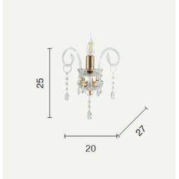 MARIA TERESA L6 APPLIQUE AD UNA SOLA LUCE IN VETRO TRASPARENTE E CRISTALLO CON FINITURE ORO ONDALUCE CICIRIELLO - Cristalensi Sh 2