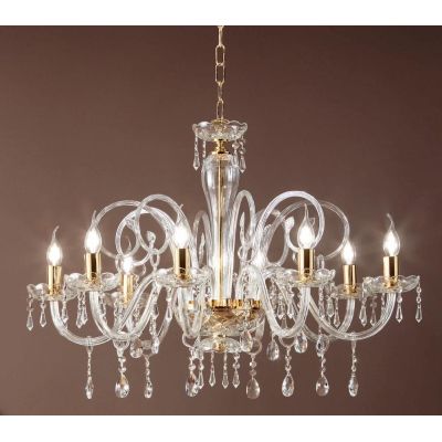 MARIA TERESA 6 LUCI LAMPADARIO IN VETRO CON PENDAGLIERIA IN CRISTALLO ONDALUCE CICIRIELLO - Cristalensi Shop Online