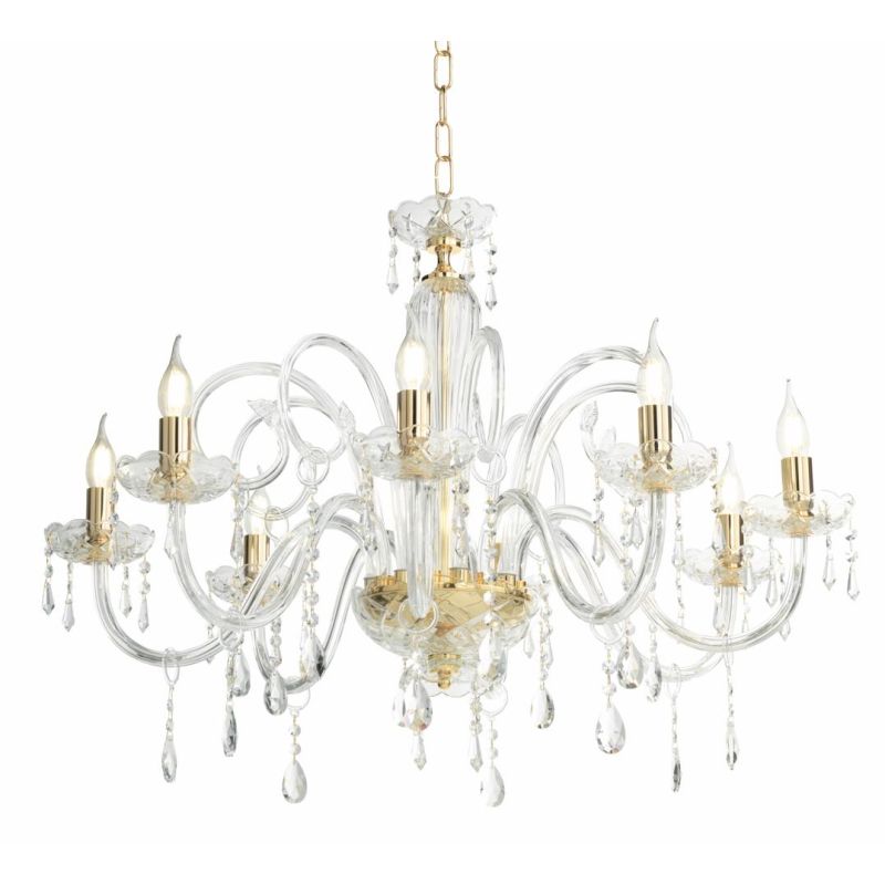 MARIA TERESA 6 LUCI LAMPADARIO IN VETRO CON PENDAGLIERIA IN CRISTALLO ONDALUCE CICIRIELLO - Cristalensi Shop Online