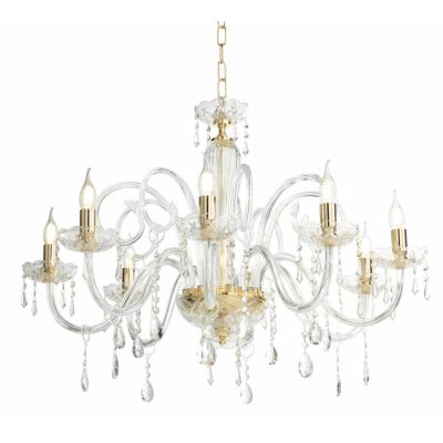 MARIA TERESA 6 LUCI LAMPADARIO IN VETRO CON PENDAGLIERIA IN CRISTALLO ONDALUCE CICIRIELLO - Cristalensi Shop Online