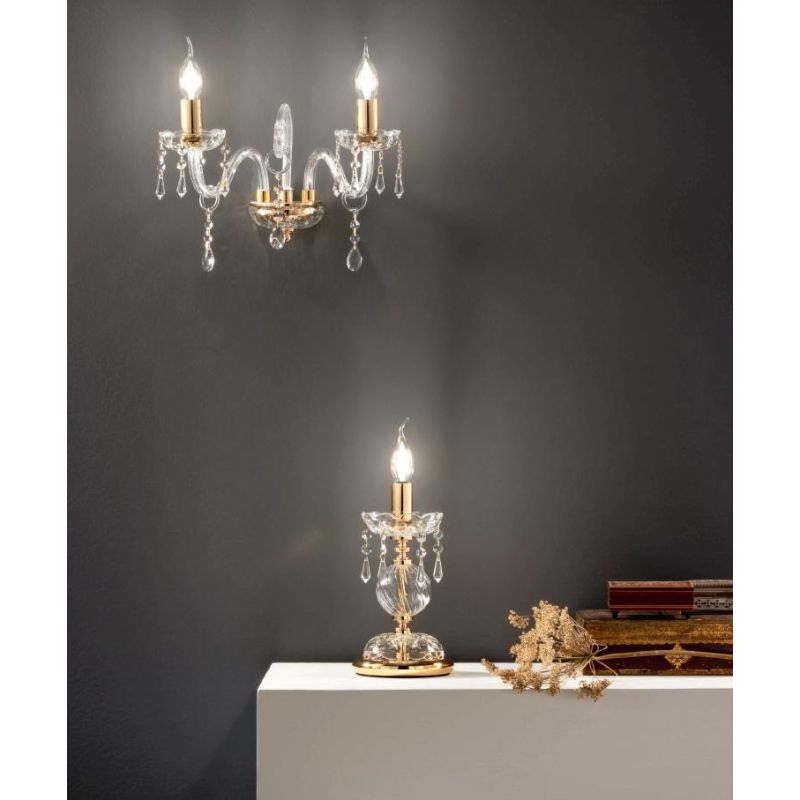 MARIA TERESA L6 ABAT-JOUR IN CRISTALLO E METALLO FINITURA ORO SENZA PARALUME DI CICIRIELLO ONDALUCE CICIRIELLO - Cristalensi Sho