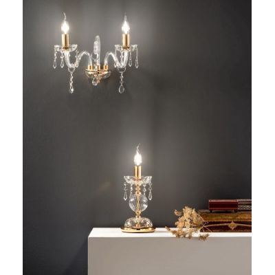 MARIA TERESA L6 ABAT-JOUR IN CRISTALLO E METALLO FINITURA ORO SENZA PARALUME DI CICIRIELLO ONDALUCE CICIRIELLO - Cristalensi Sho